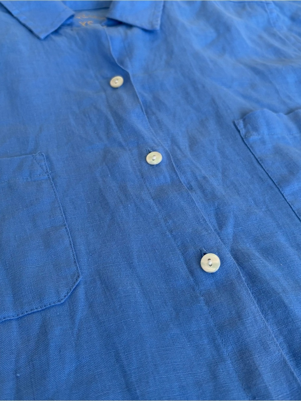 Lilly Pulitzer Women’s Sea View Blue Linen Button Down Blouse, Size XS - Picture 5 of 6